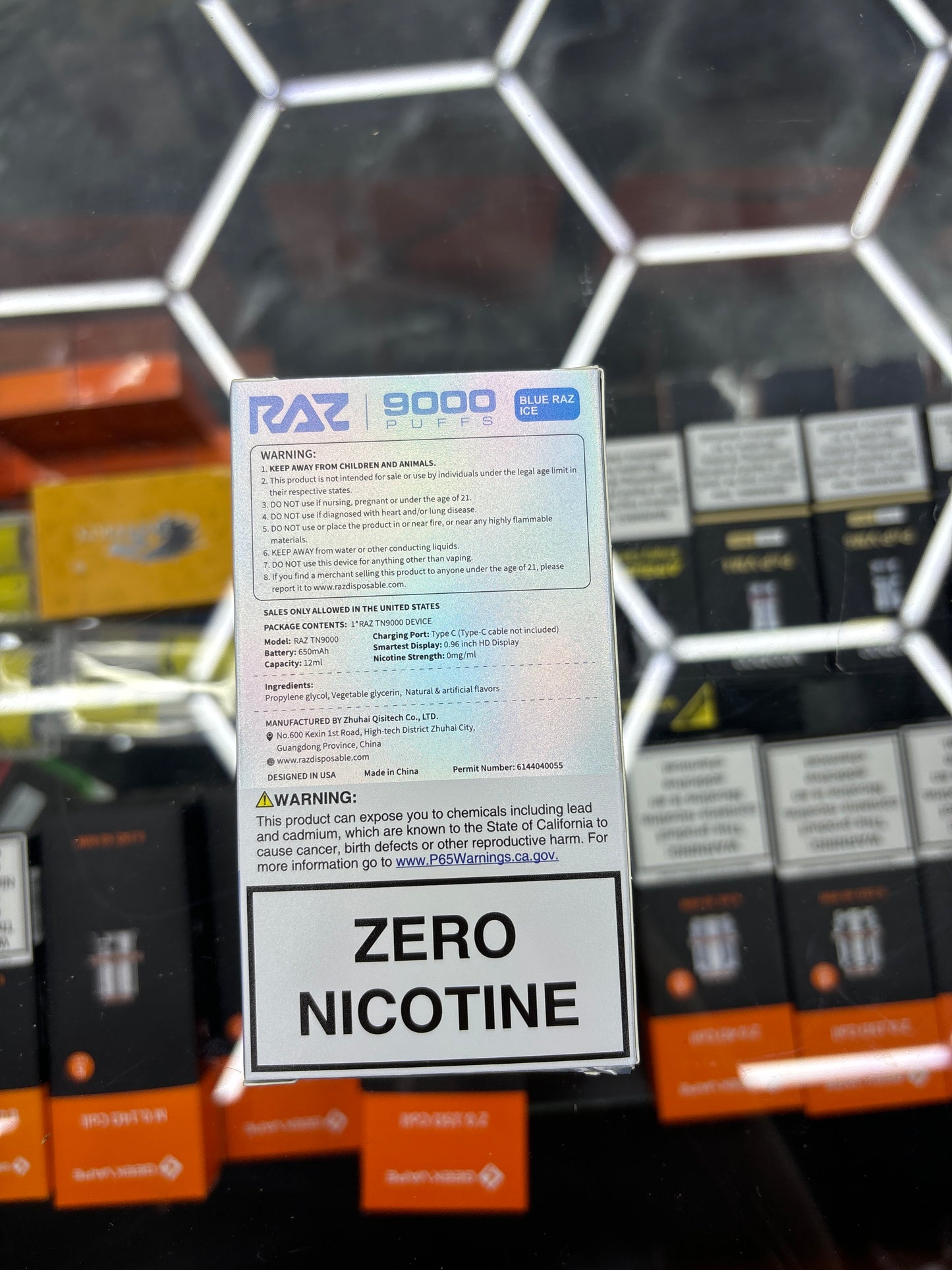 Raz 9000puffs blue razz ice zero nicotine