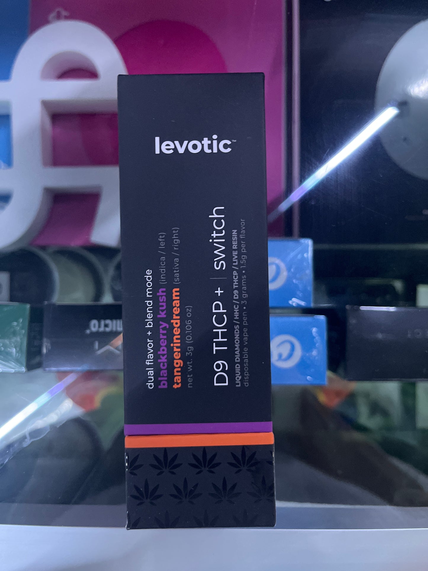 Levotic dual flavor + blend mode d9thcp blackberry kush/ tangerinedream
