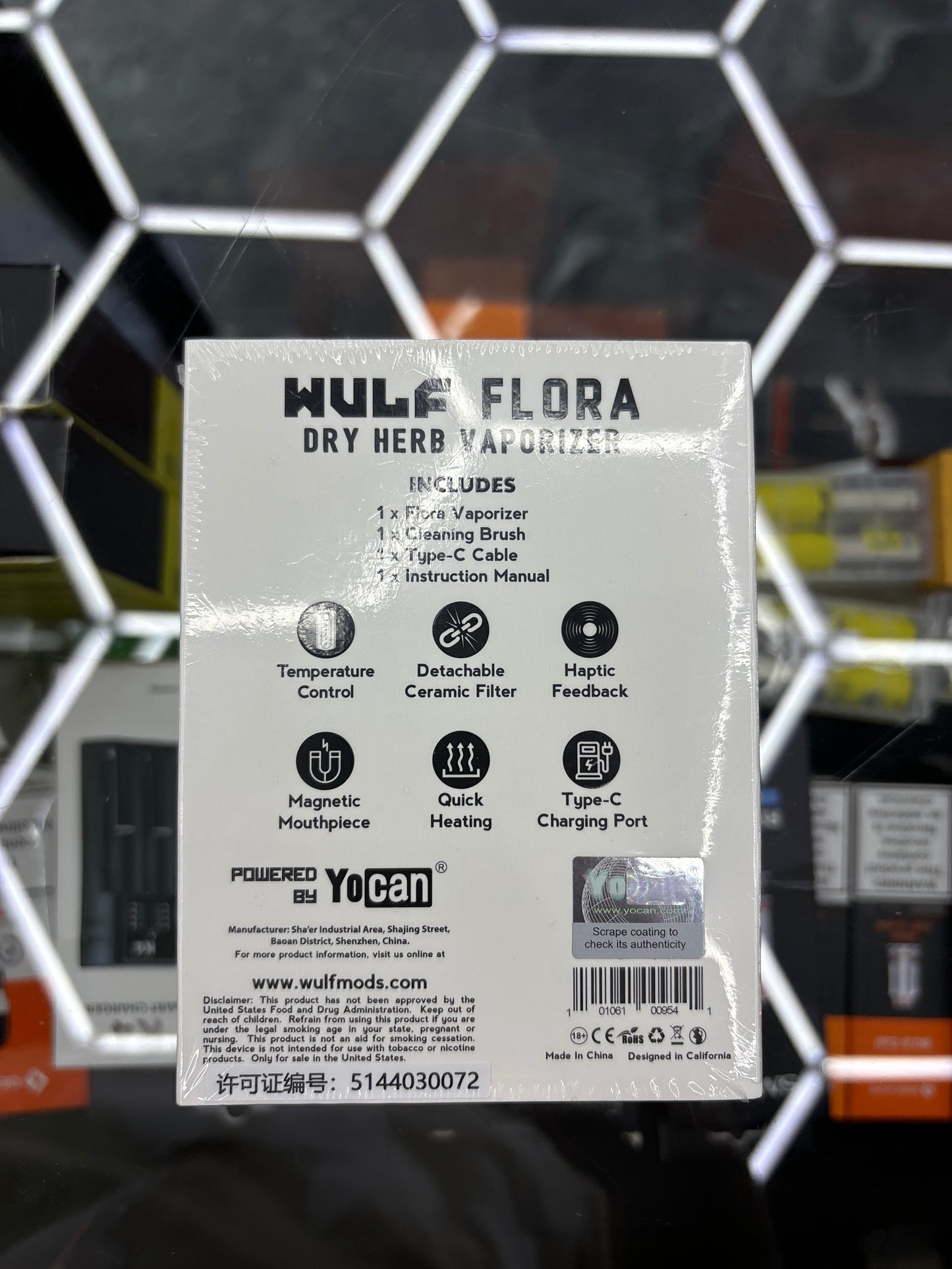 Yocan wulf flora dry herb, vaporizer, limited edition black, with white spots