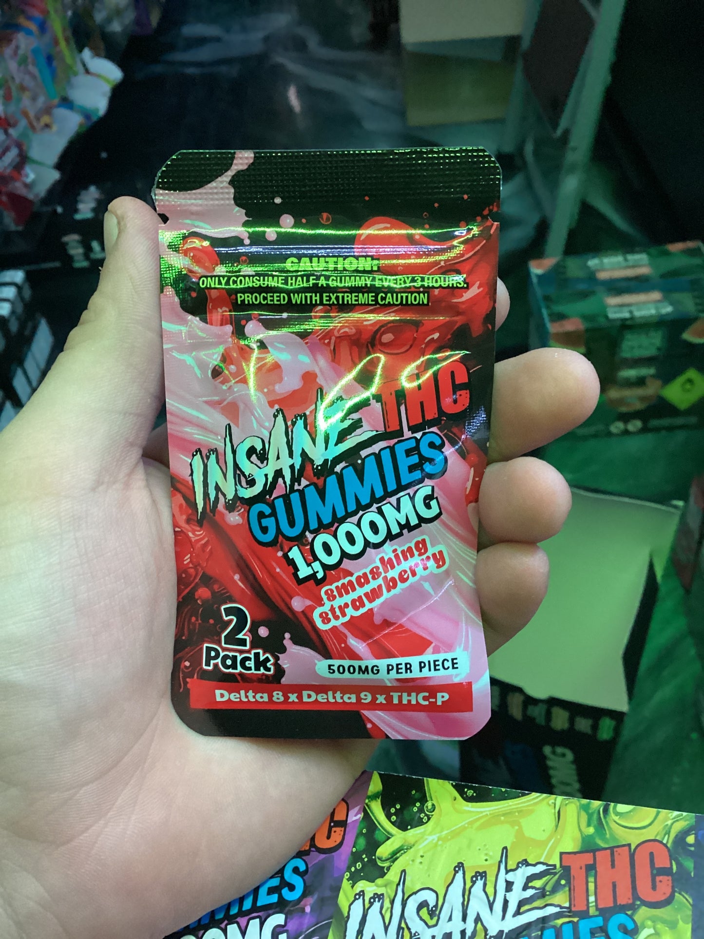 Insane THC gummy’s 1000 mg smashing strawberry