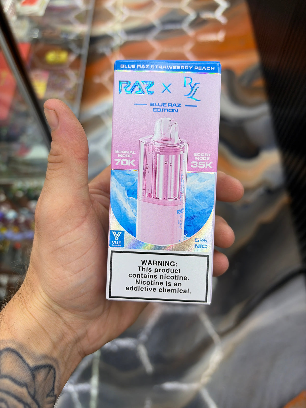 Raz x RL Vue Pod 70k Blue Raz Strawberry Peach