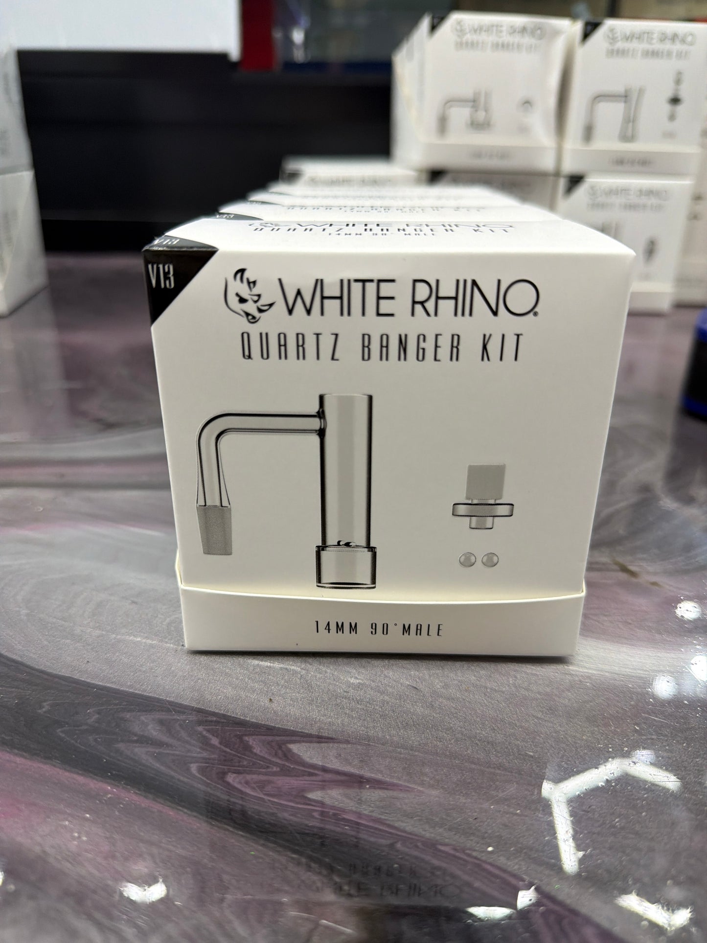 WHITE RHINO 14MM 90° Terp Slurper Quartz Banger Kit with Carb Cap & Terp Balls - V13