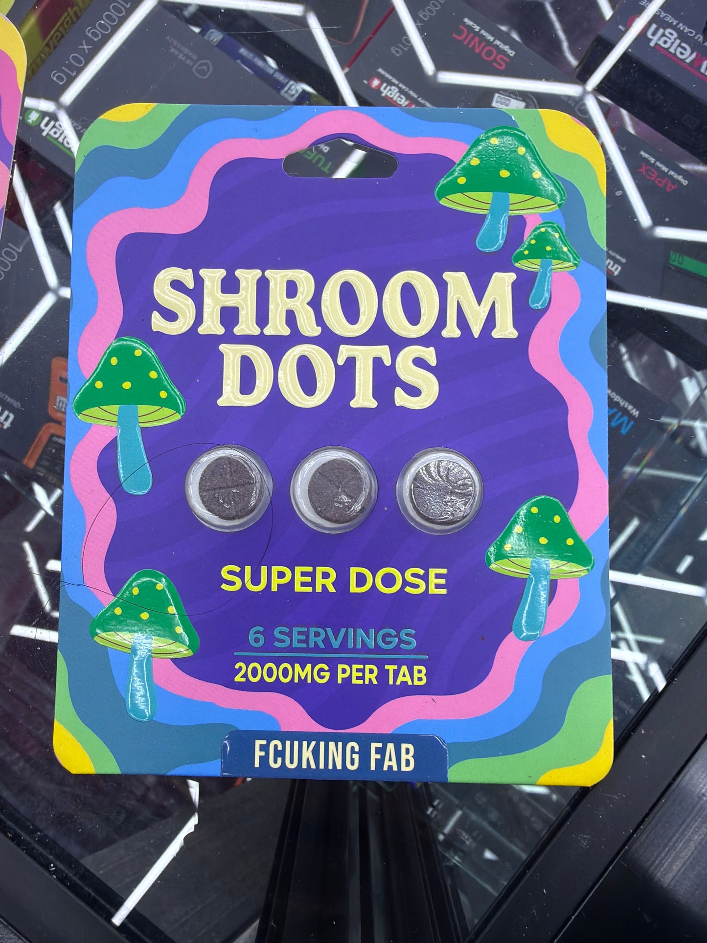 Shroom dots proprietary mushroom and nootropic blend super dose 2000mg per tab Fcuking Fab