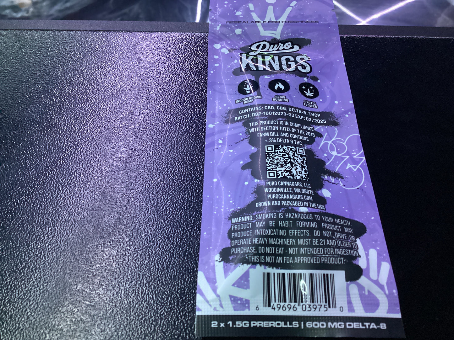 Puro kings Delta 8 pre-roll OG kush hybrid 3G