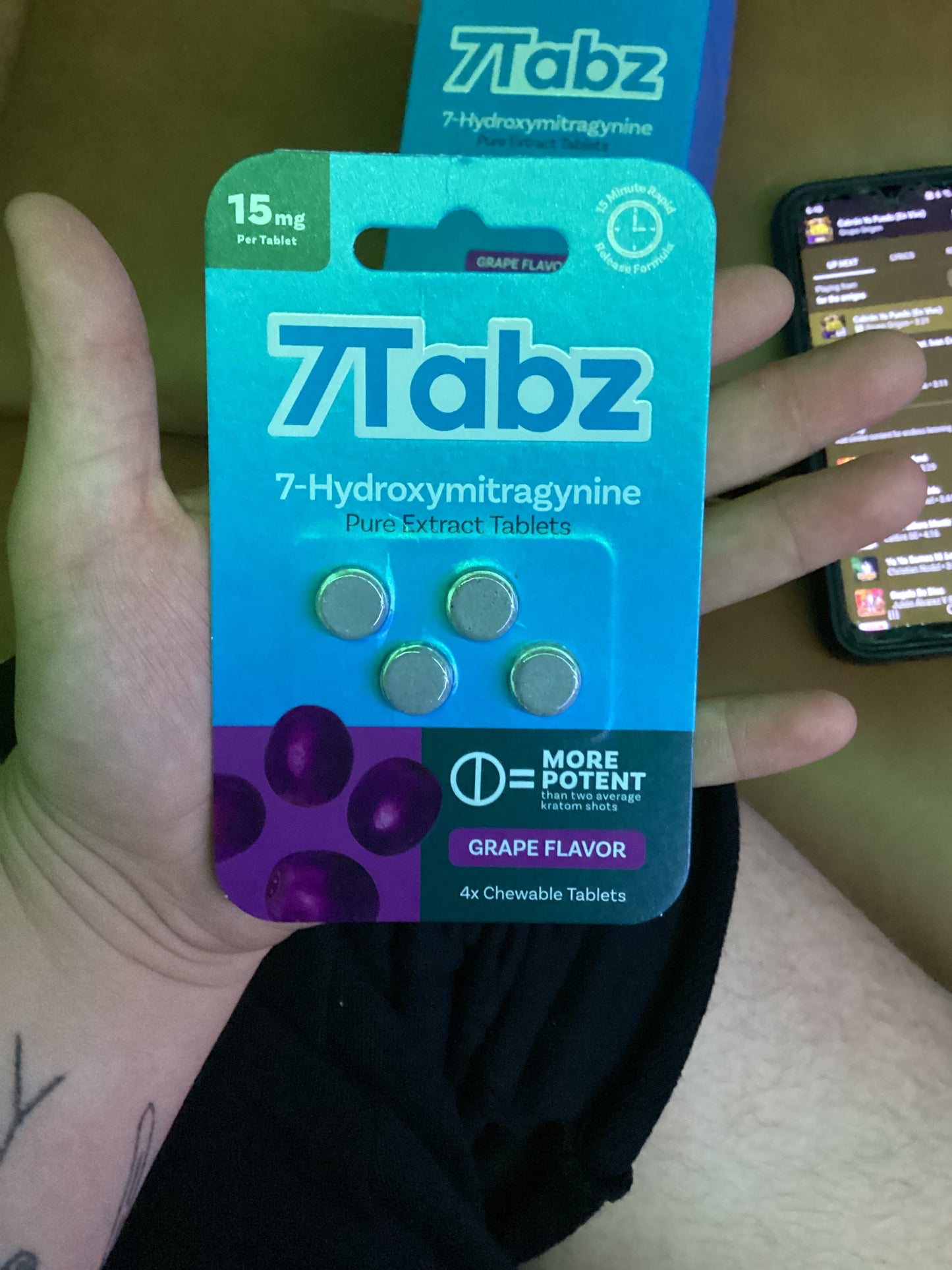 7 tabz 7hydroxy grape flavor 4 pack 15mg