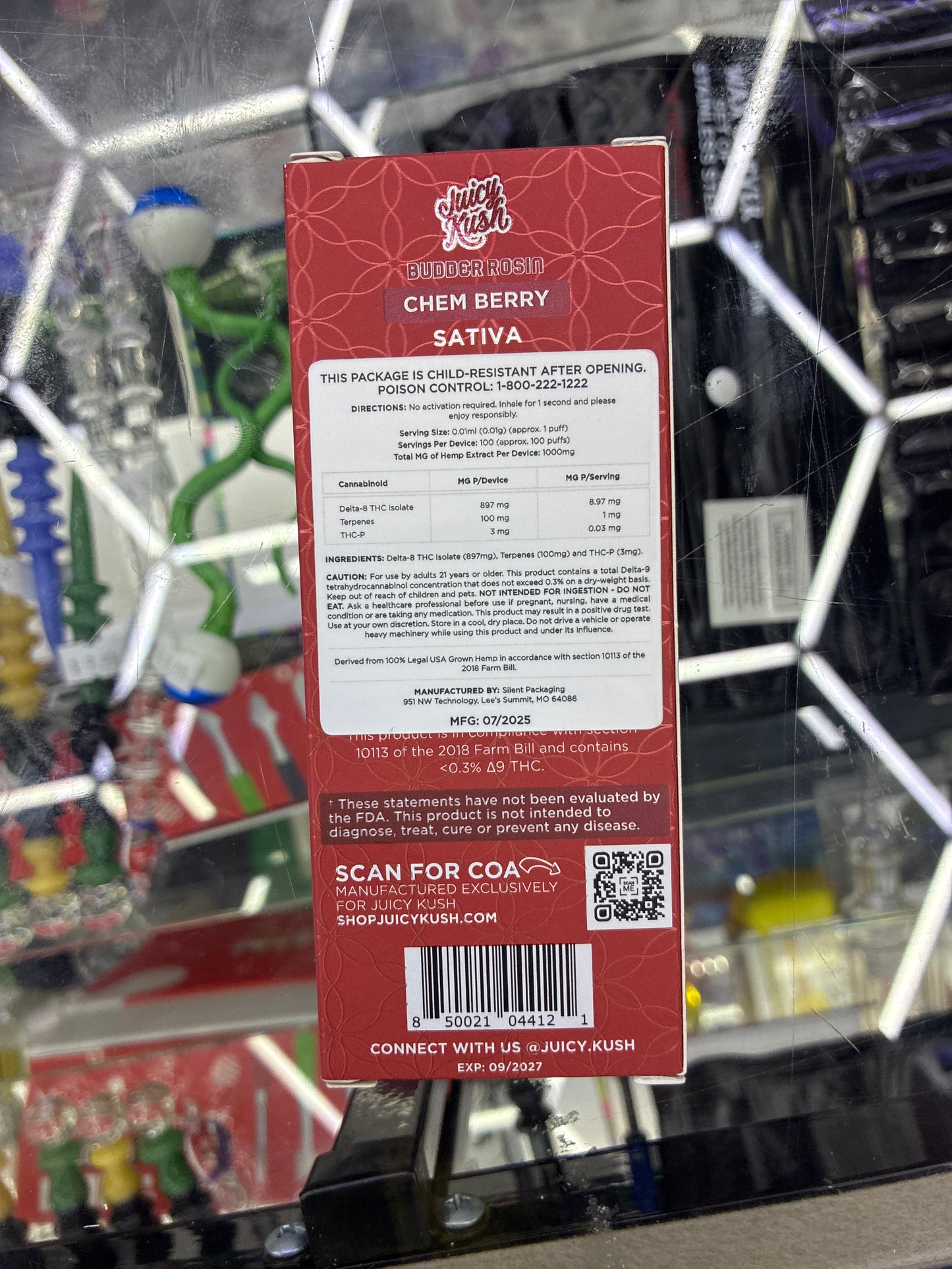 Juicy kush budder rosin 1g vape chem berry sativa