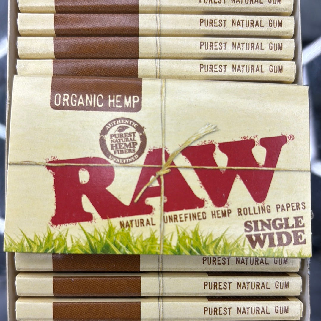 Raw organic hemp, single wide papers