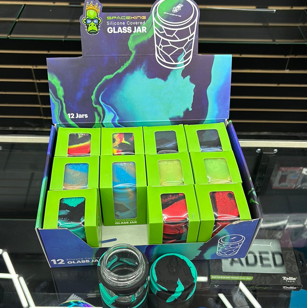 Space king silicone, covered glass, jar small