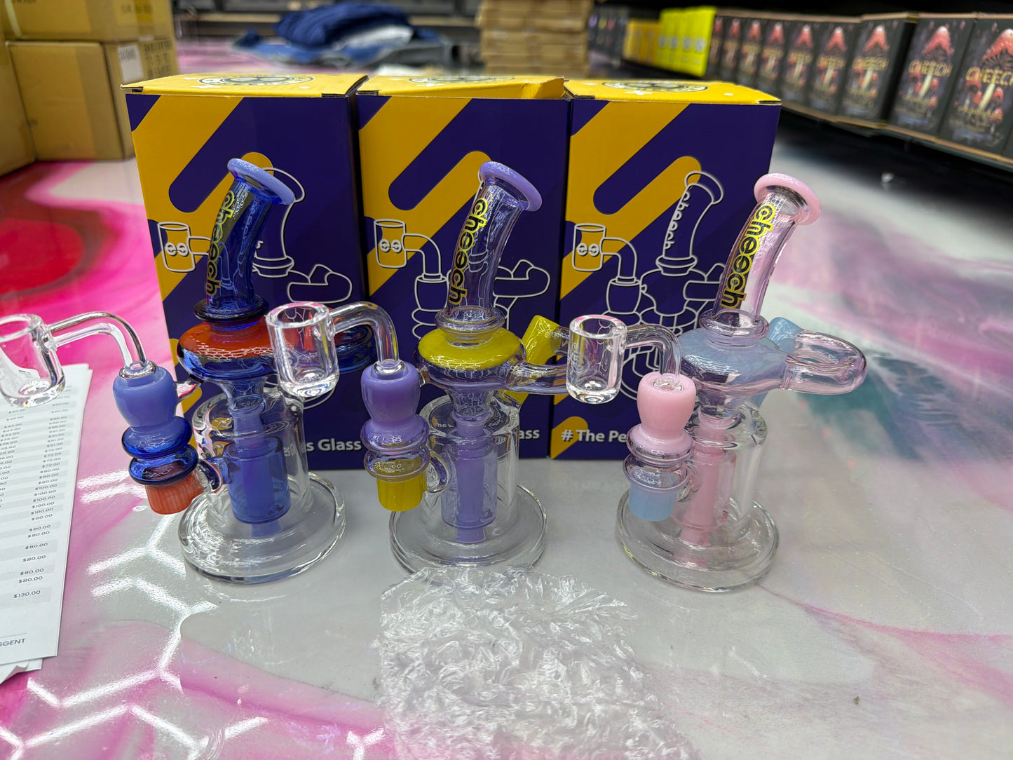 Cheech Water Pipe Ch-207 Builder Block Recycler Rig purple