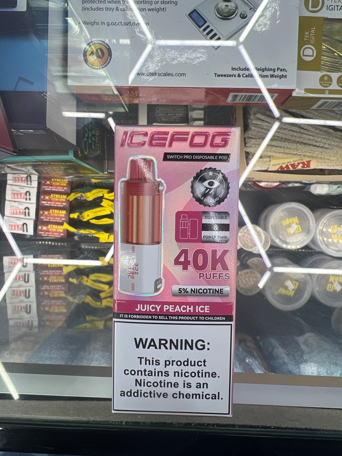 IceFogger switch pro disposable pod 40k puffs juicy peach ice