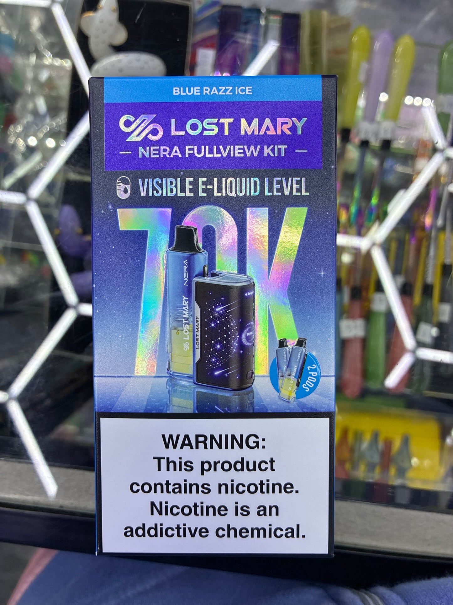 Lost Mary nera fullview kit 70k hits blue razz ice