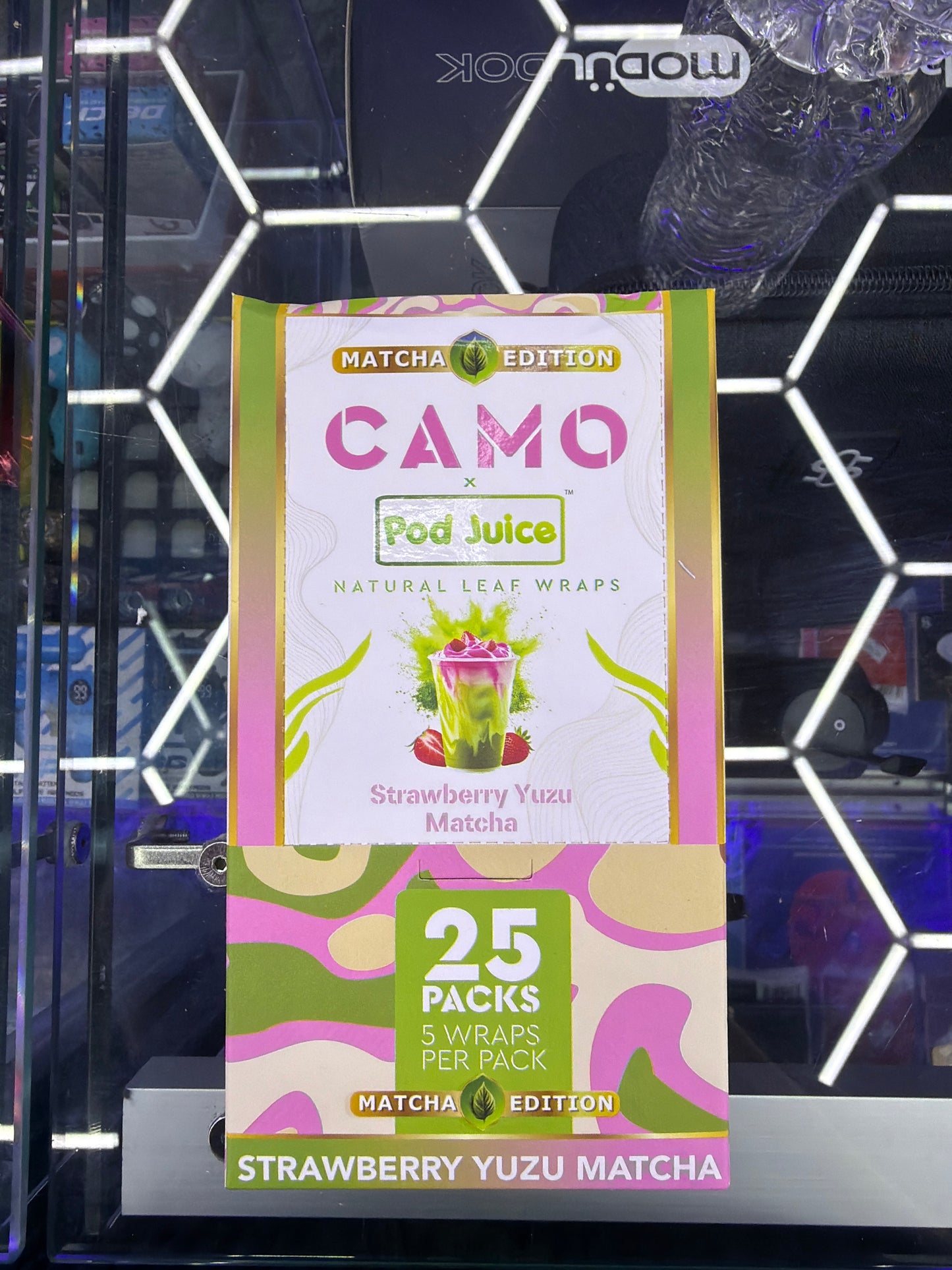 Camo leaf wrap Strawberry yuzu matcha
