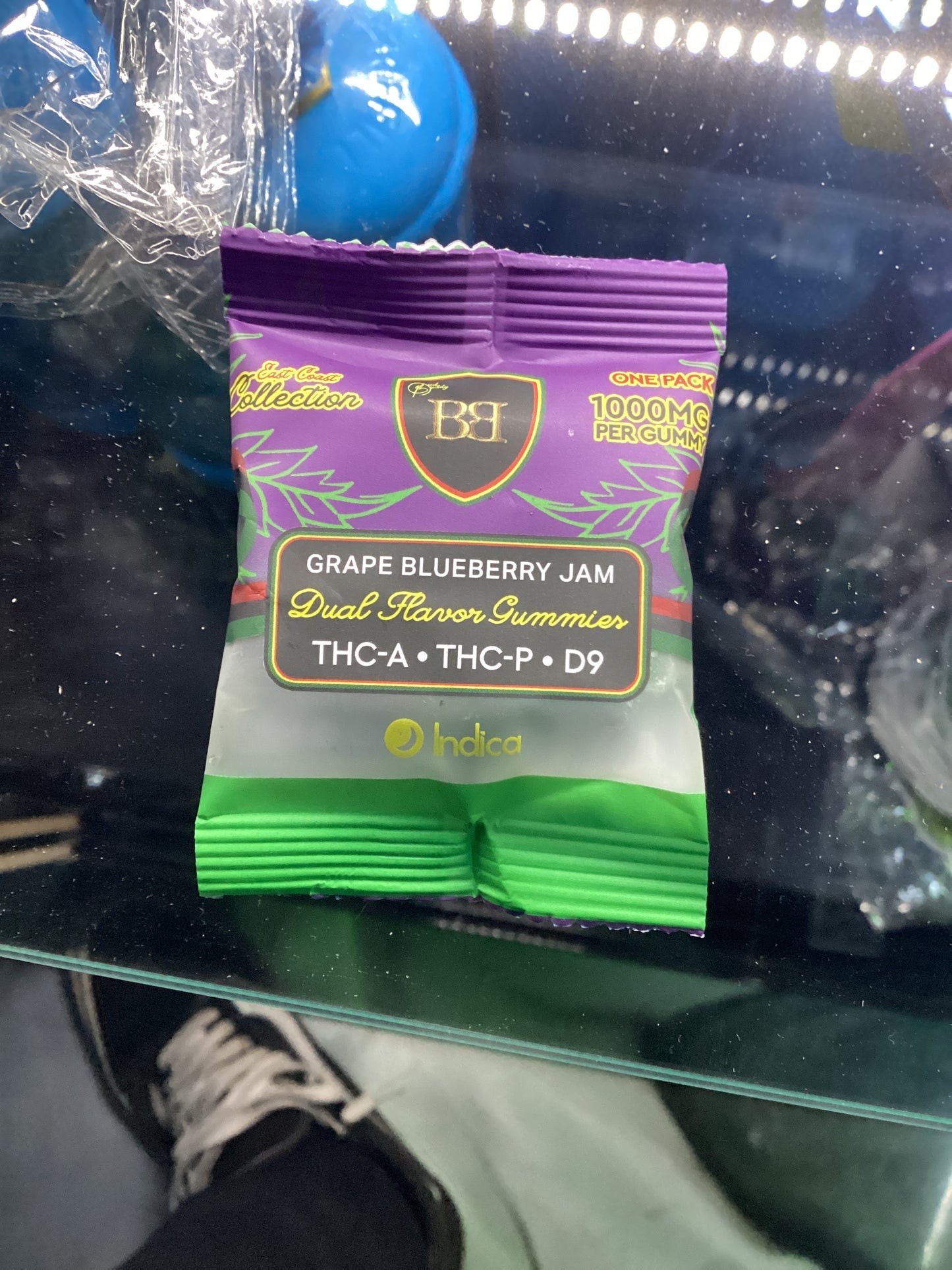Bud buddy, East Coast collection, grape blueberry jam indica 1000 mg gummy’s