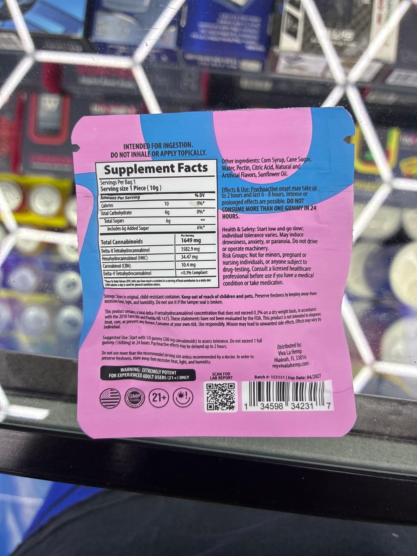 Viva la hemp exotic blend infused gummies pink berries 1600mg