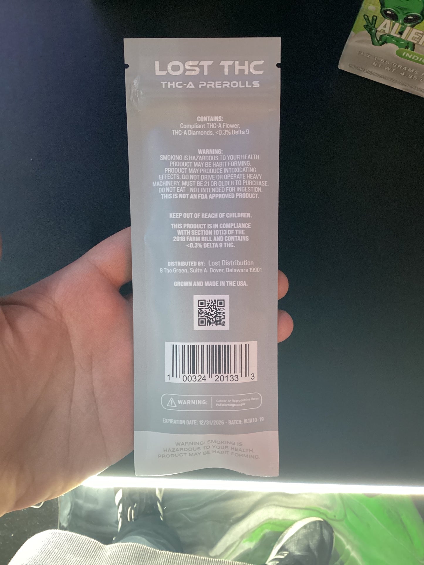 Lost thc-a pre-rolls, vvs sugar alien piss indica