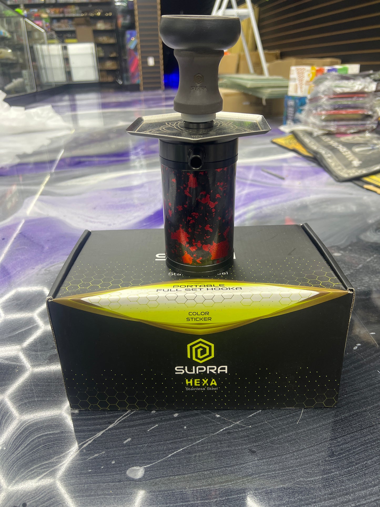 supra hexa portable hookah set red black camo