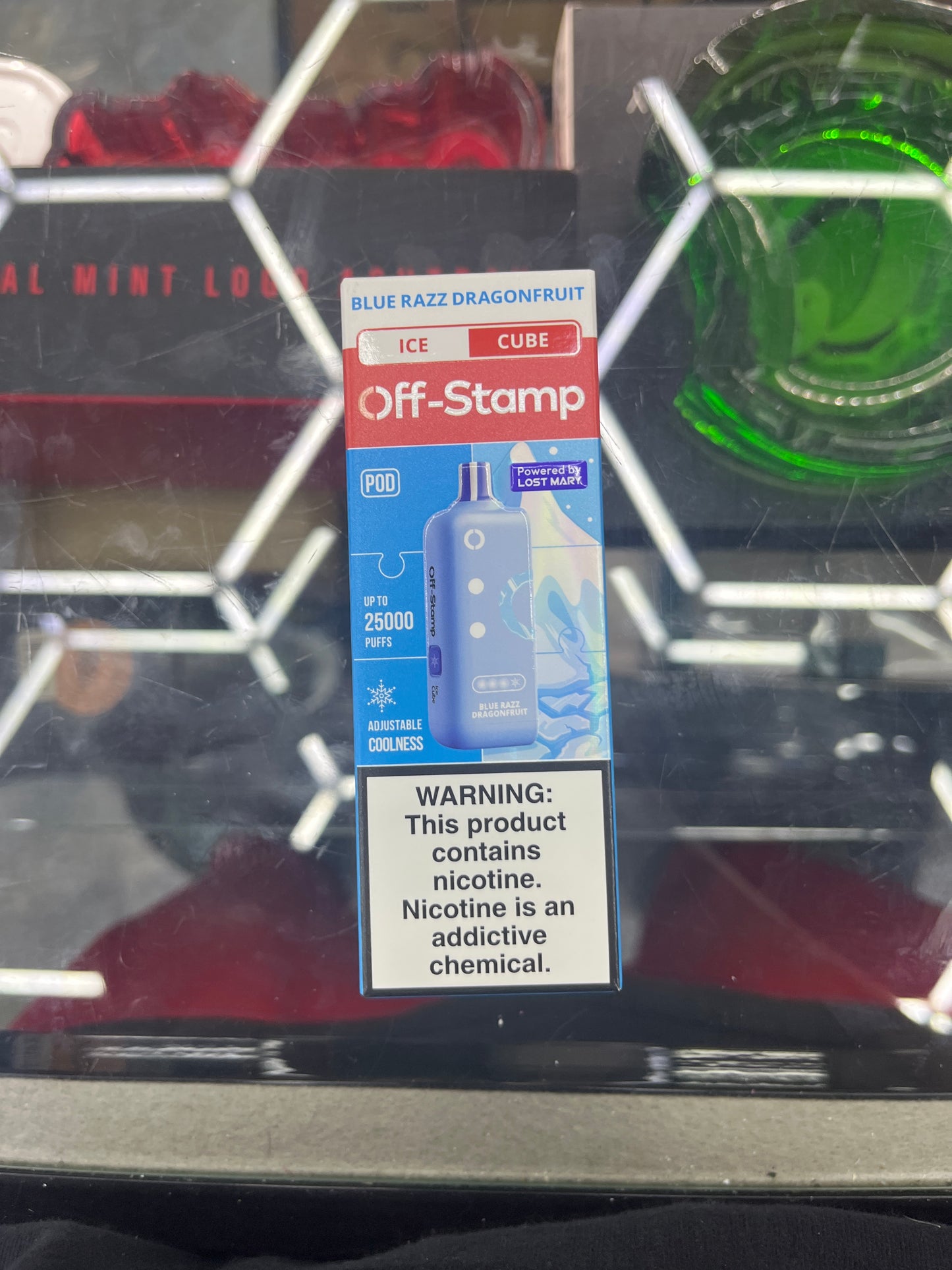 Off stamp ice cube 25Kblue razz dragonfruit