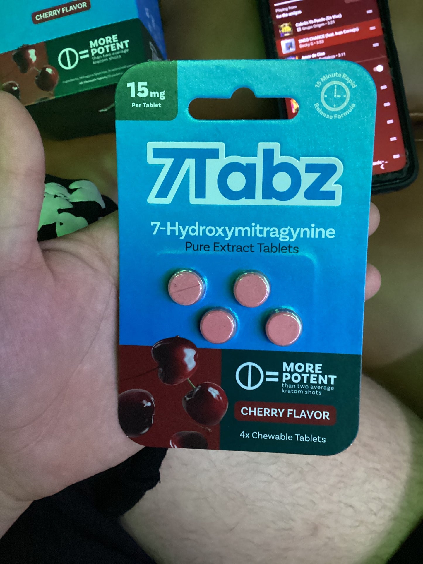 7 tabz 7hydroxy cherry flavor 4 pack 15mg