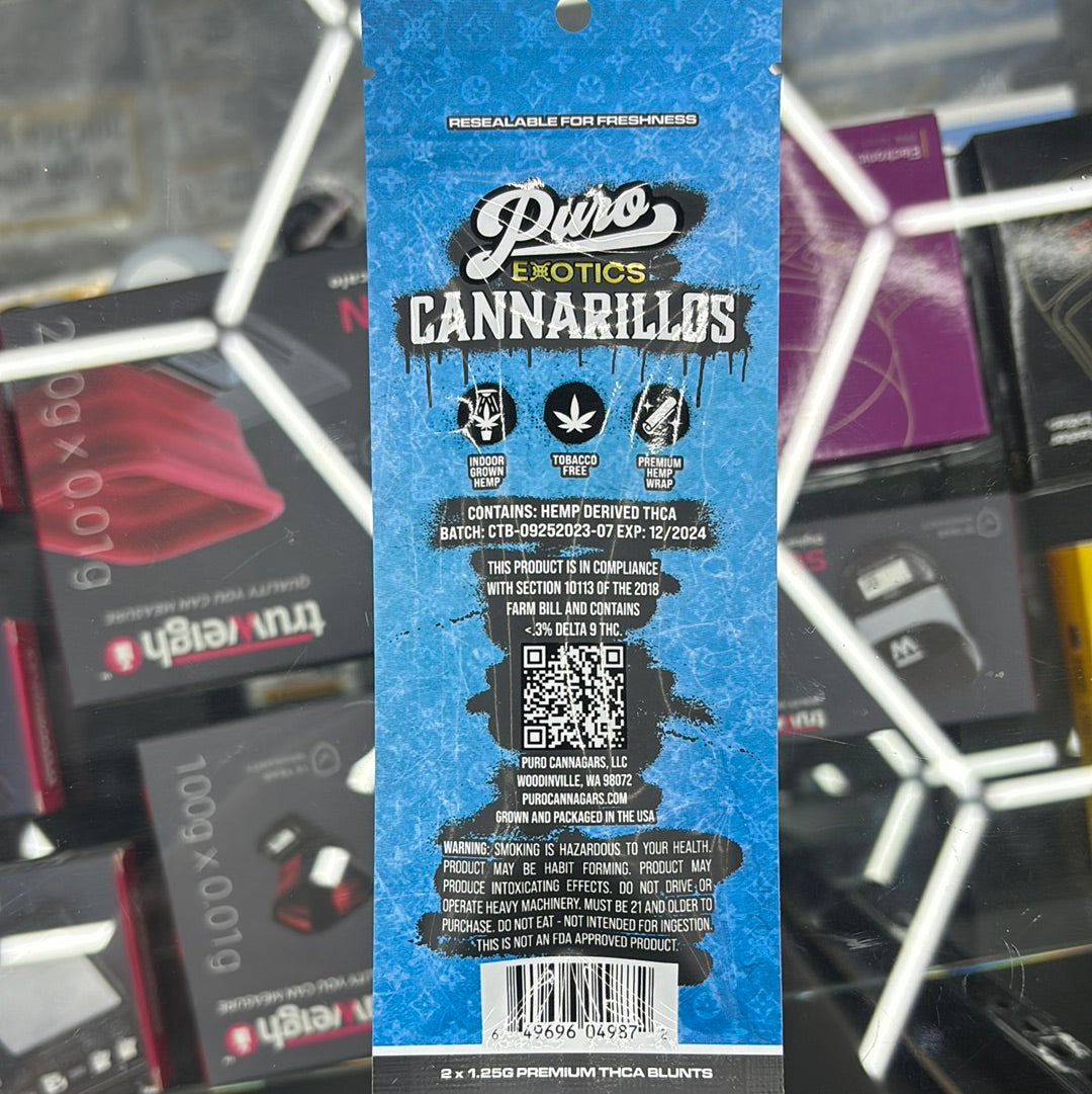 Puro exotics cannarillos black ice 2.5G pre- roll blunts indica