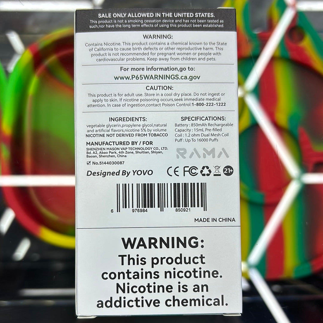 Rama blueberry mint 16,000 puffs