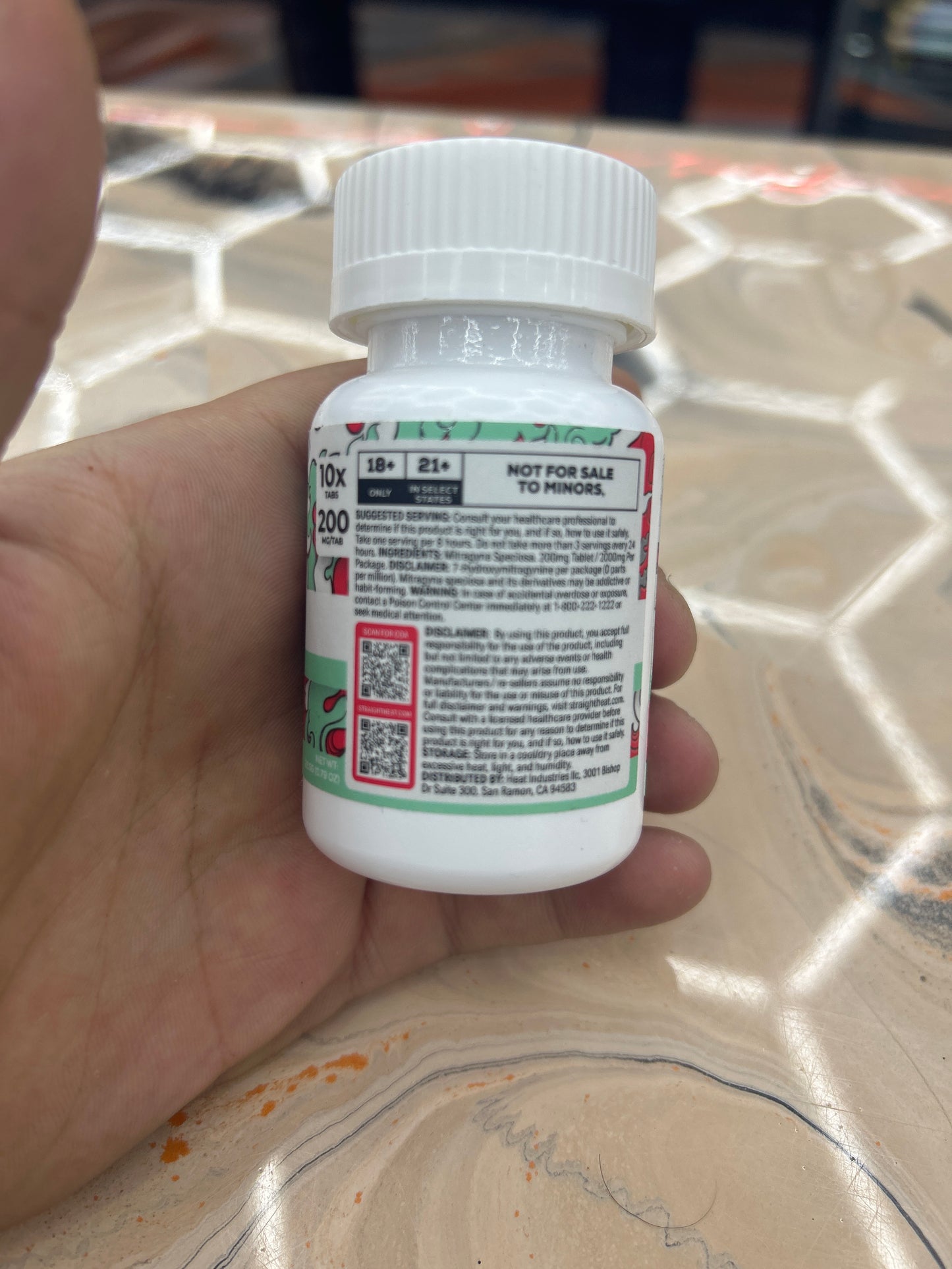 Heat Kratom extracts 10x bottle 200mg tabs 2000mg Baja blast