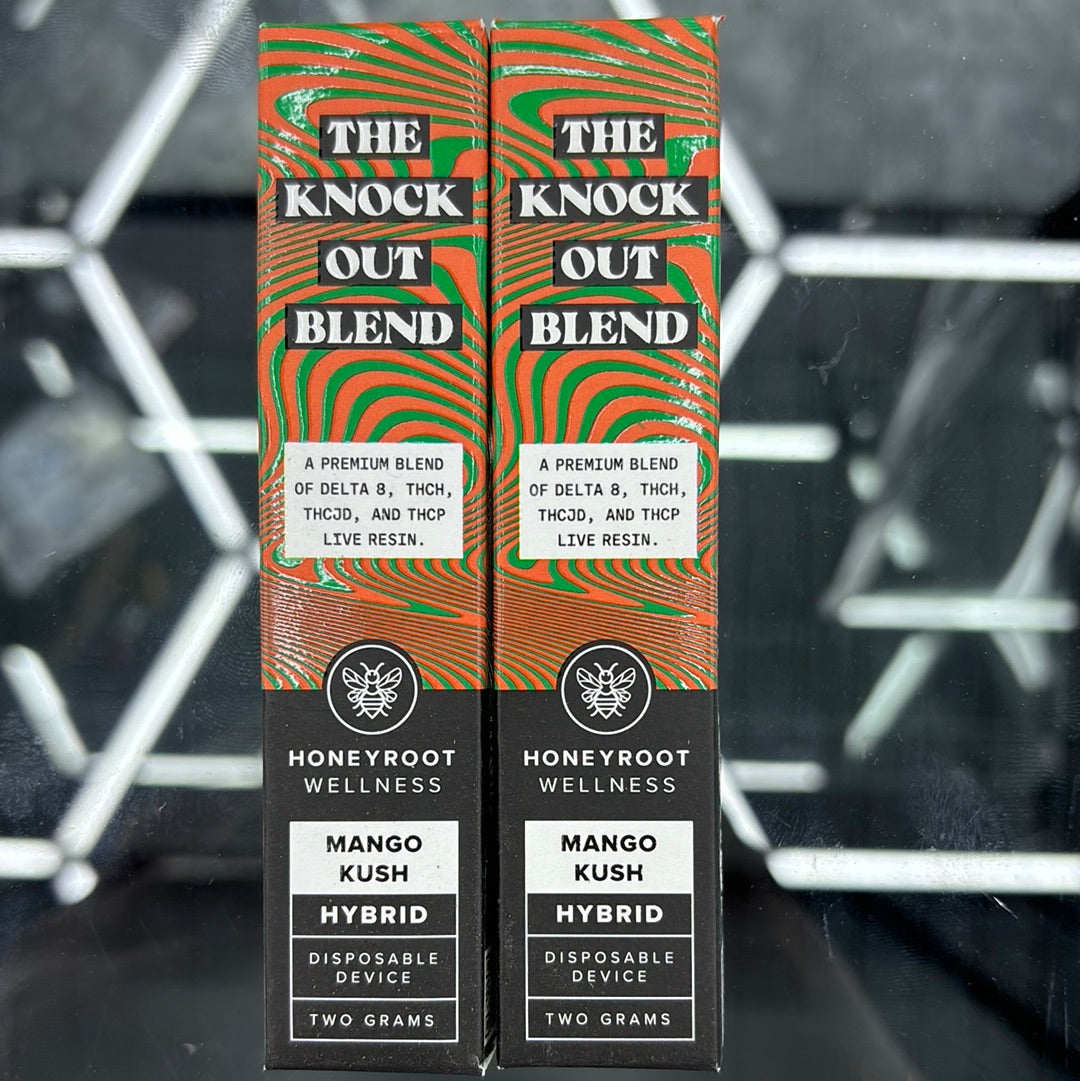 HoneyRoot Knock Out Blend Disposable Vape 2G mango kush hybrid