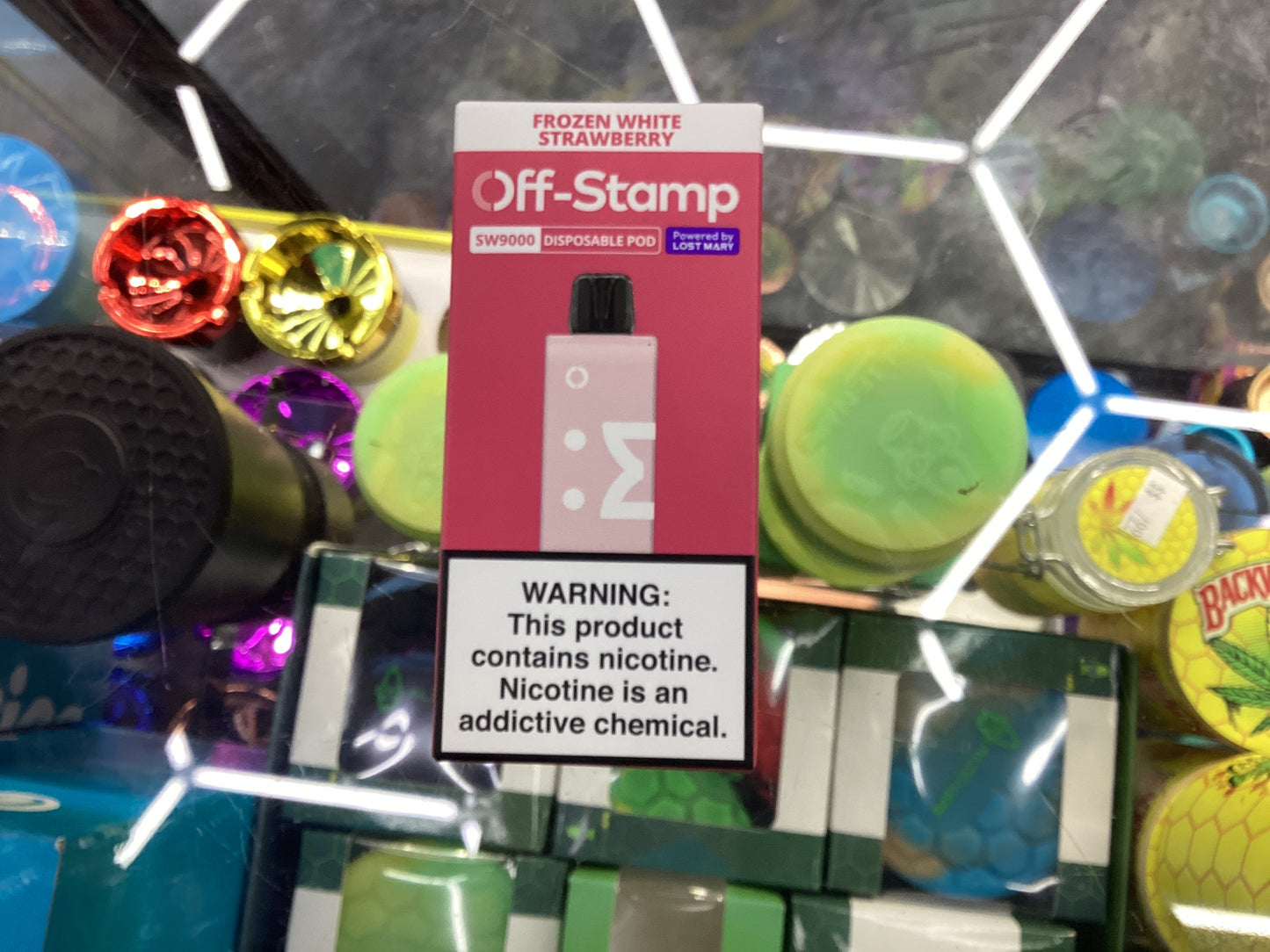 Off stamp pod frozen white strawberry