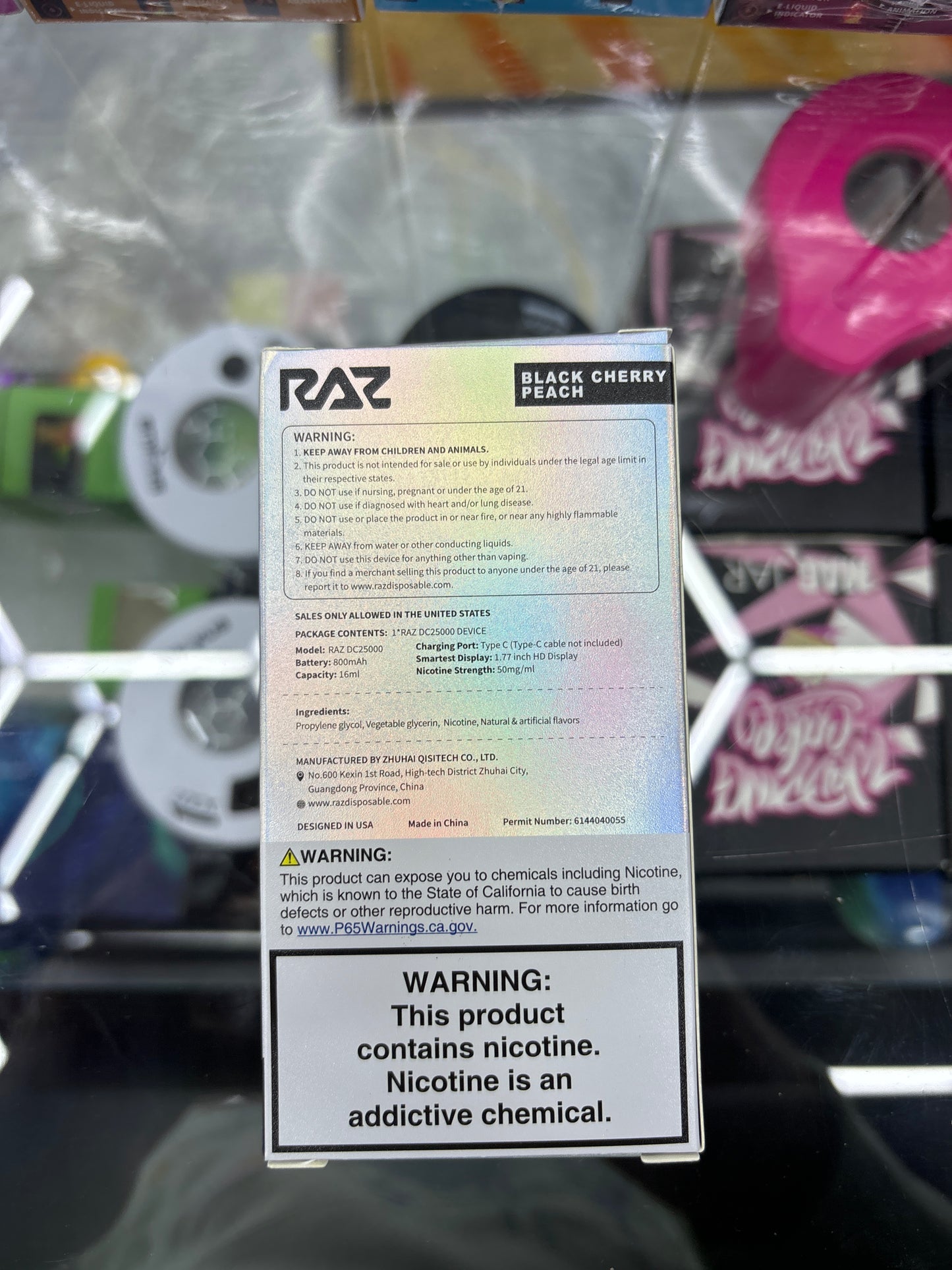 Raz dc25000 25k puffs black cherry peach