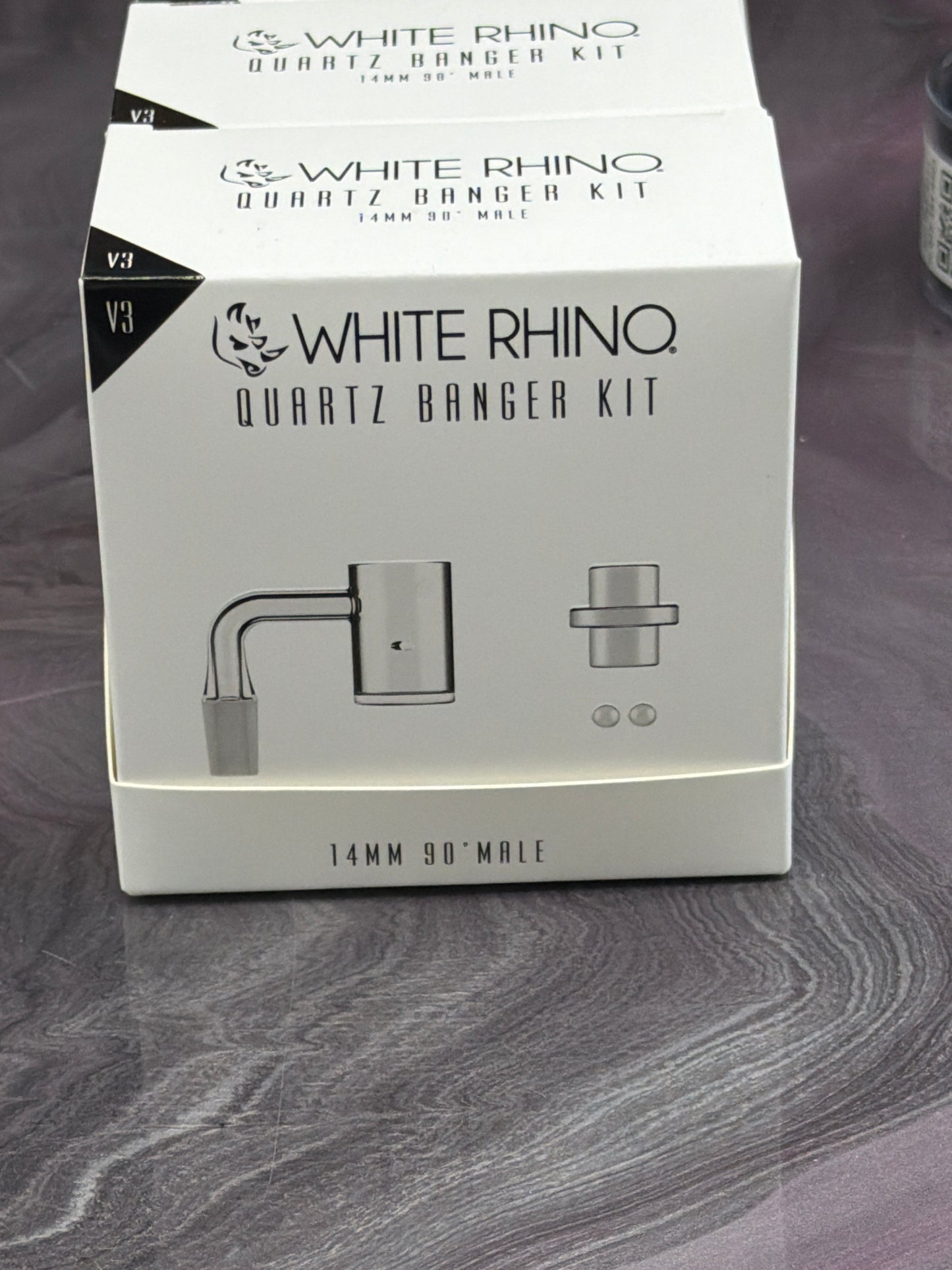 White Rhino 14MM 90° Terp Slurper Quartz Banger Kit with Carb Cap & Terp Balls - V3