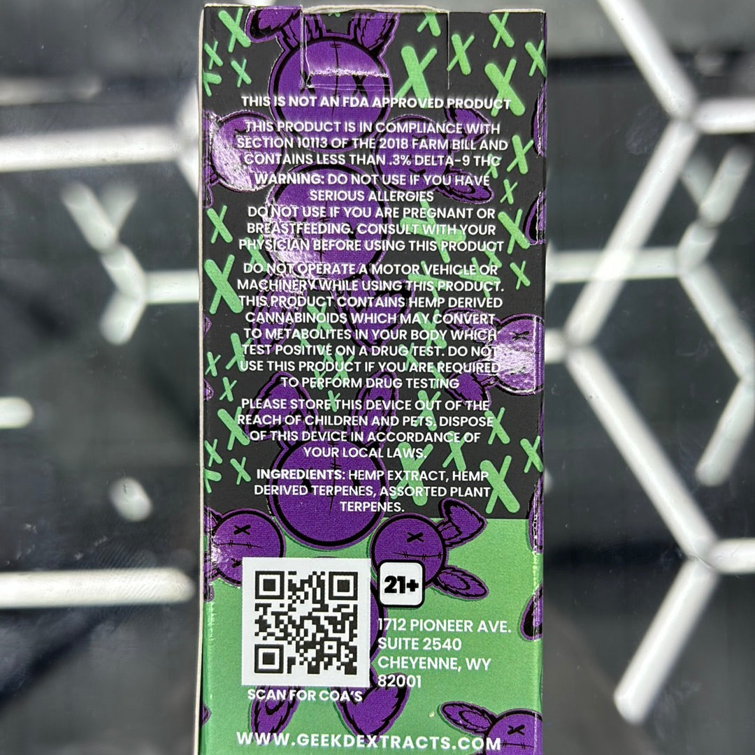 Geek,d hash, hunter, tropical cookies .5 gram cart