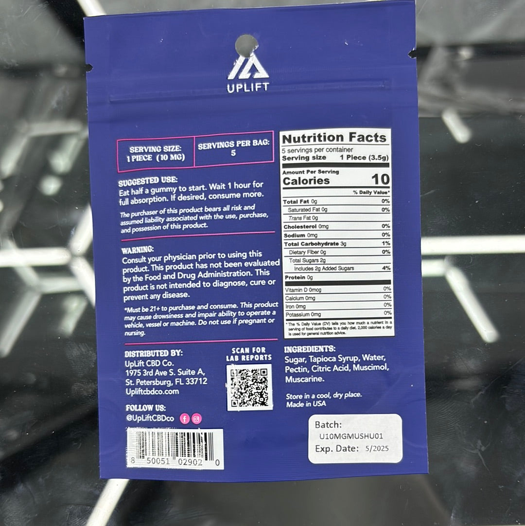 Uplift lift of mushroom gummy’s by uplift, mixed fruit flavors 3500 mg mushroom extract five count