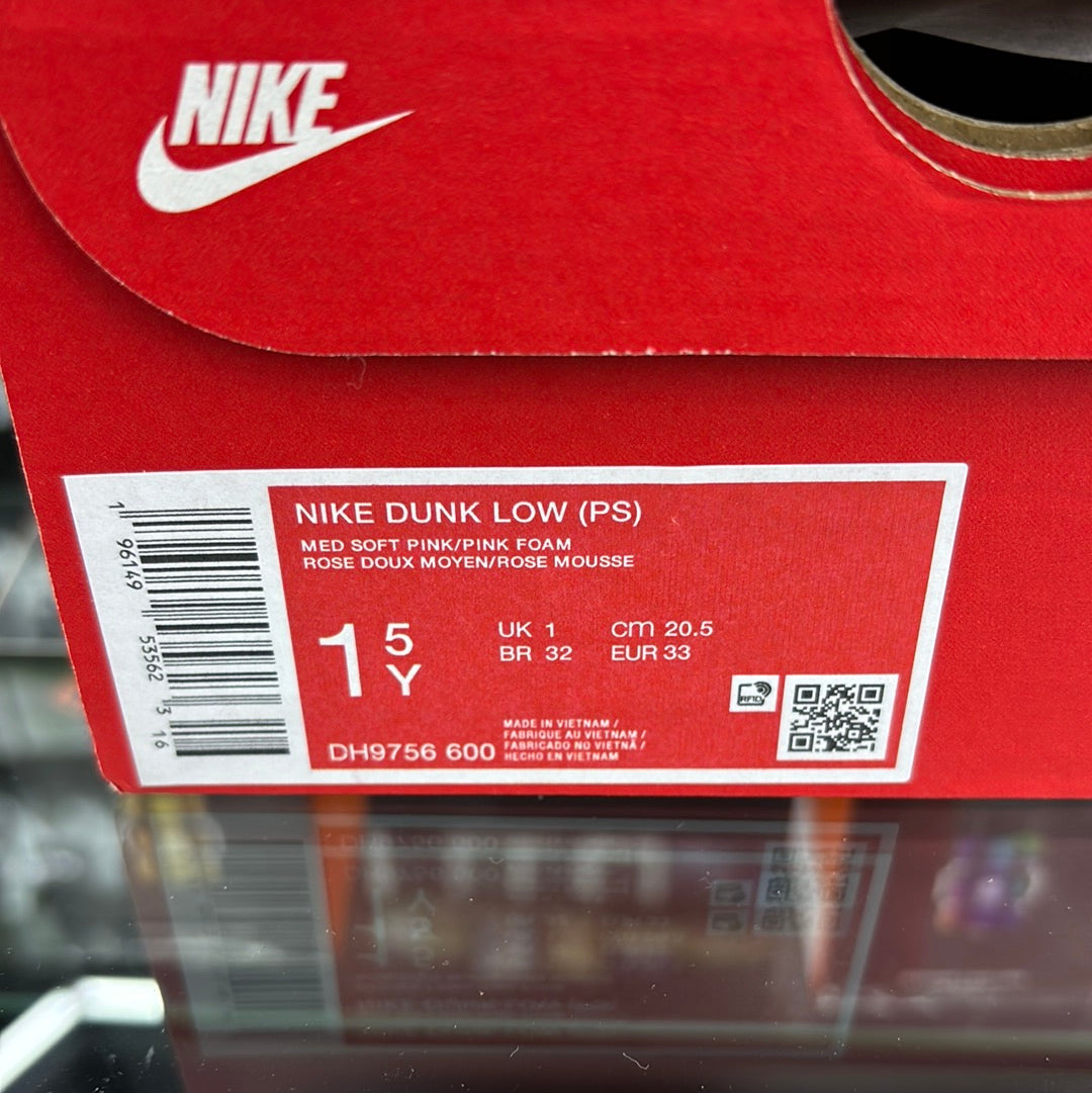 Nike dunk, low SP, mid soft pink/pink foam triple pink rose 1 5y