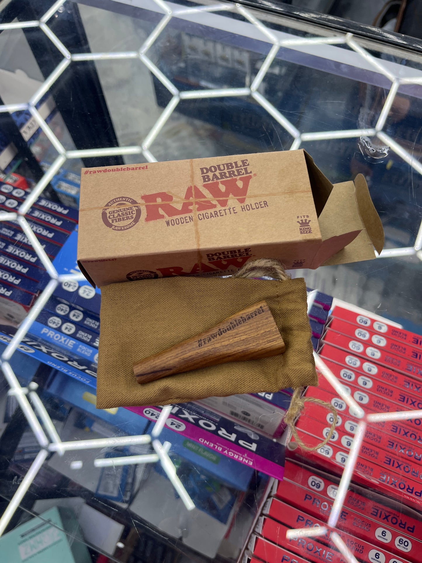 Raw double barrel wooden cigarette