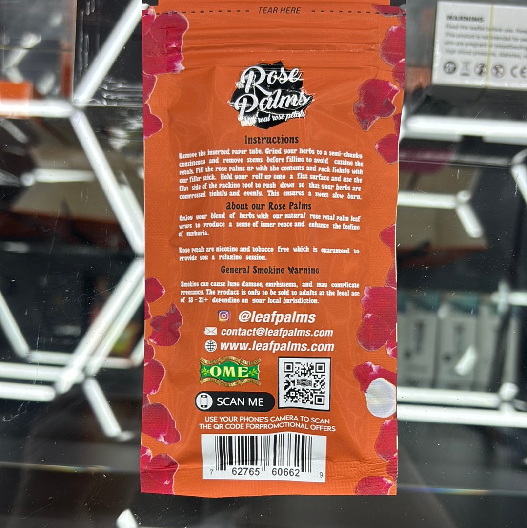 Rose palms red velvet, 3 slim rolls plus 1 stick