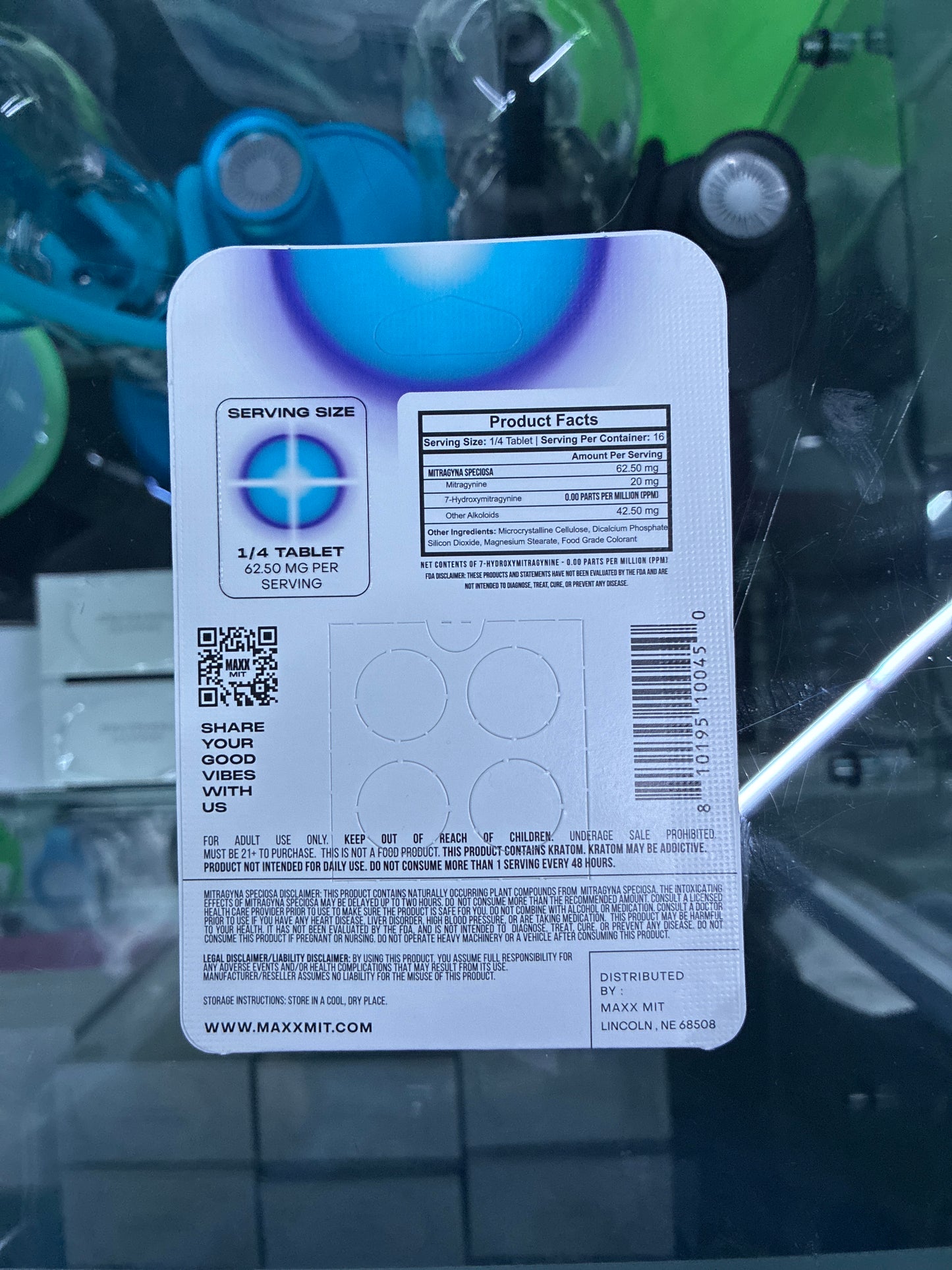 MAXX mit kratom extract blue razz tablets 250mg 4ct