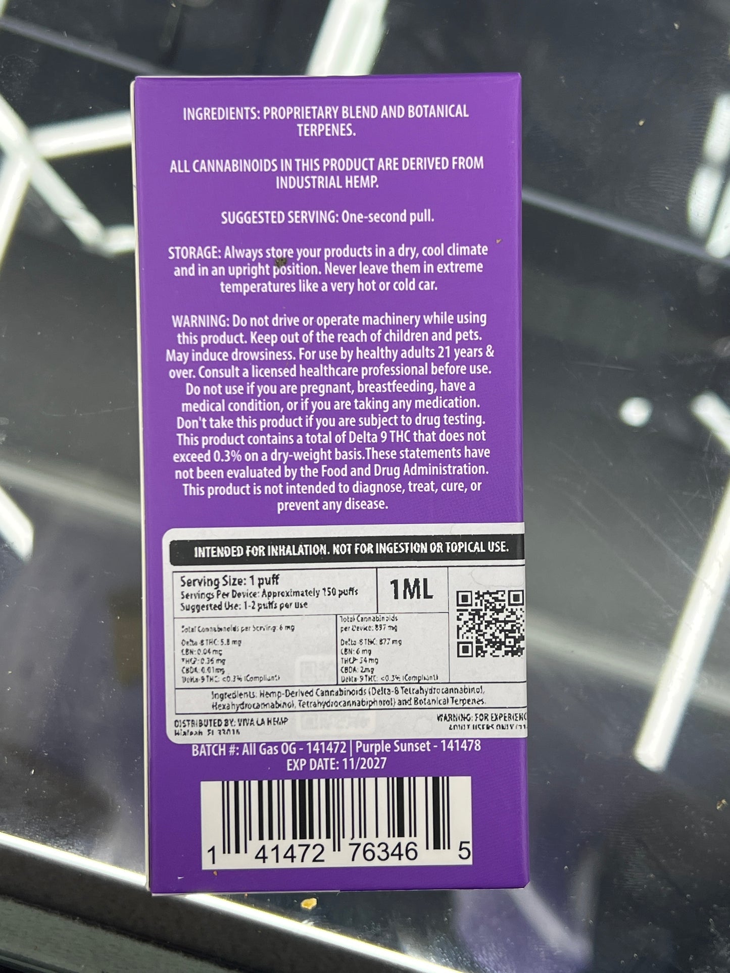 Viva la hemp thc-p dual disposable vape sativa/indica 1ml