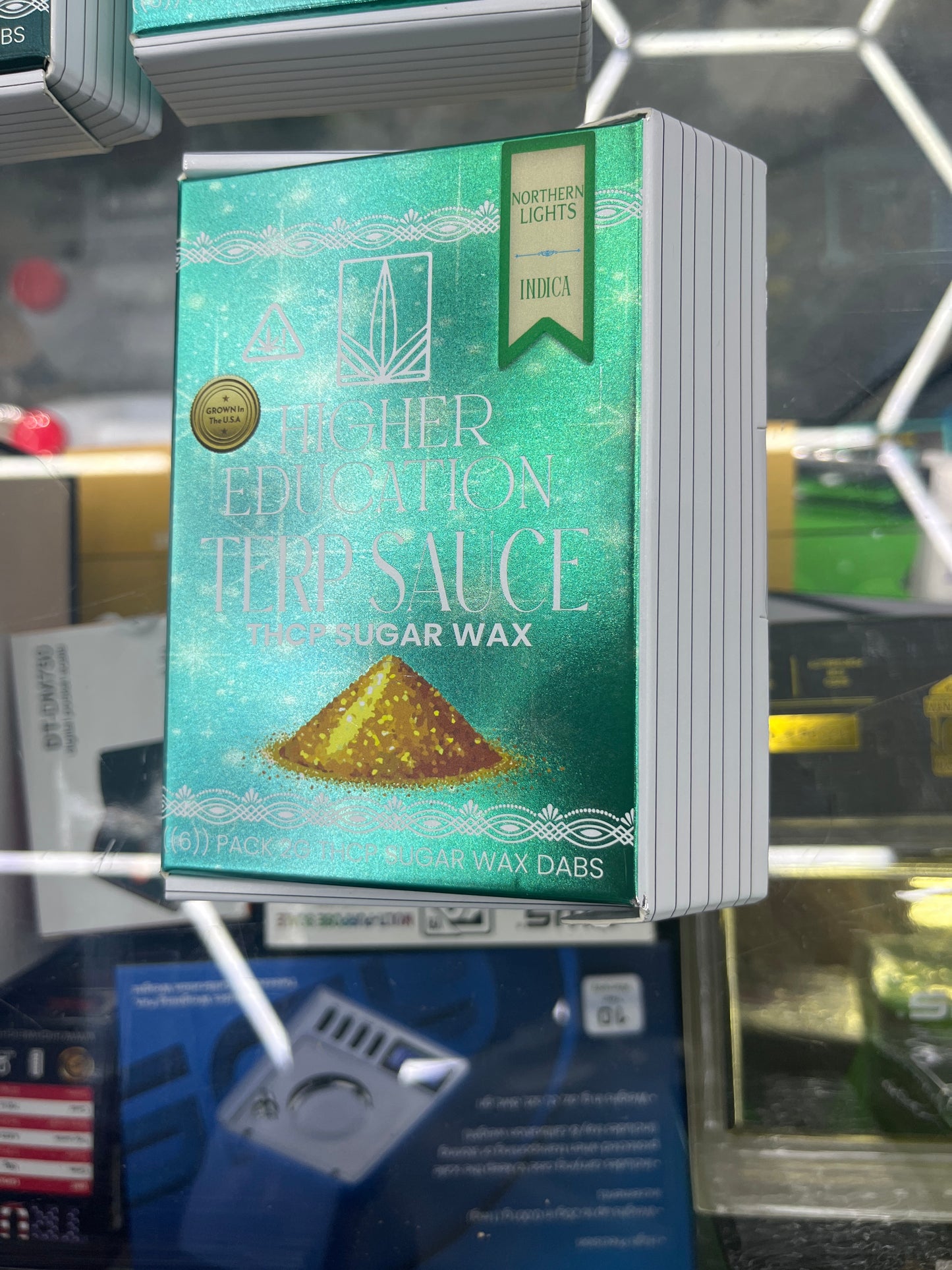 Higher education, terp sauce, THCP sugar, wax northern lights, indica, 2 g