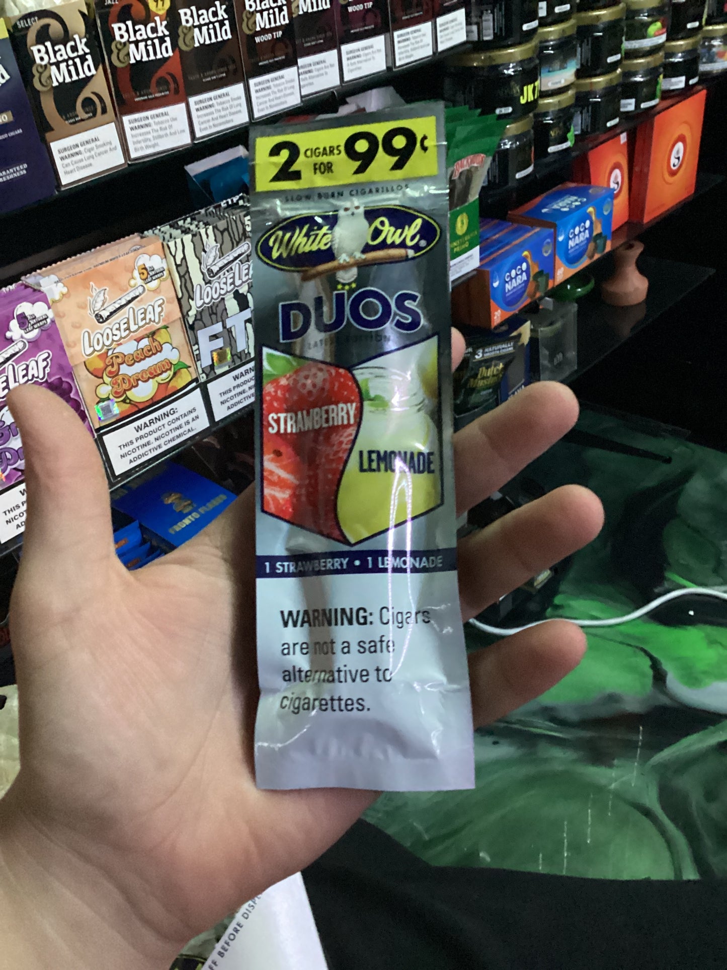 White owl duos strawberry, lemonade, cigarillo