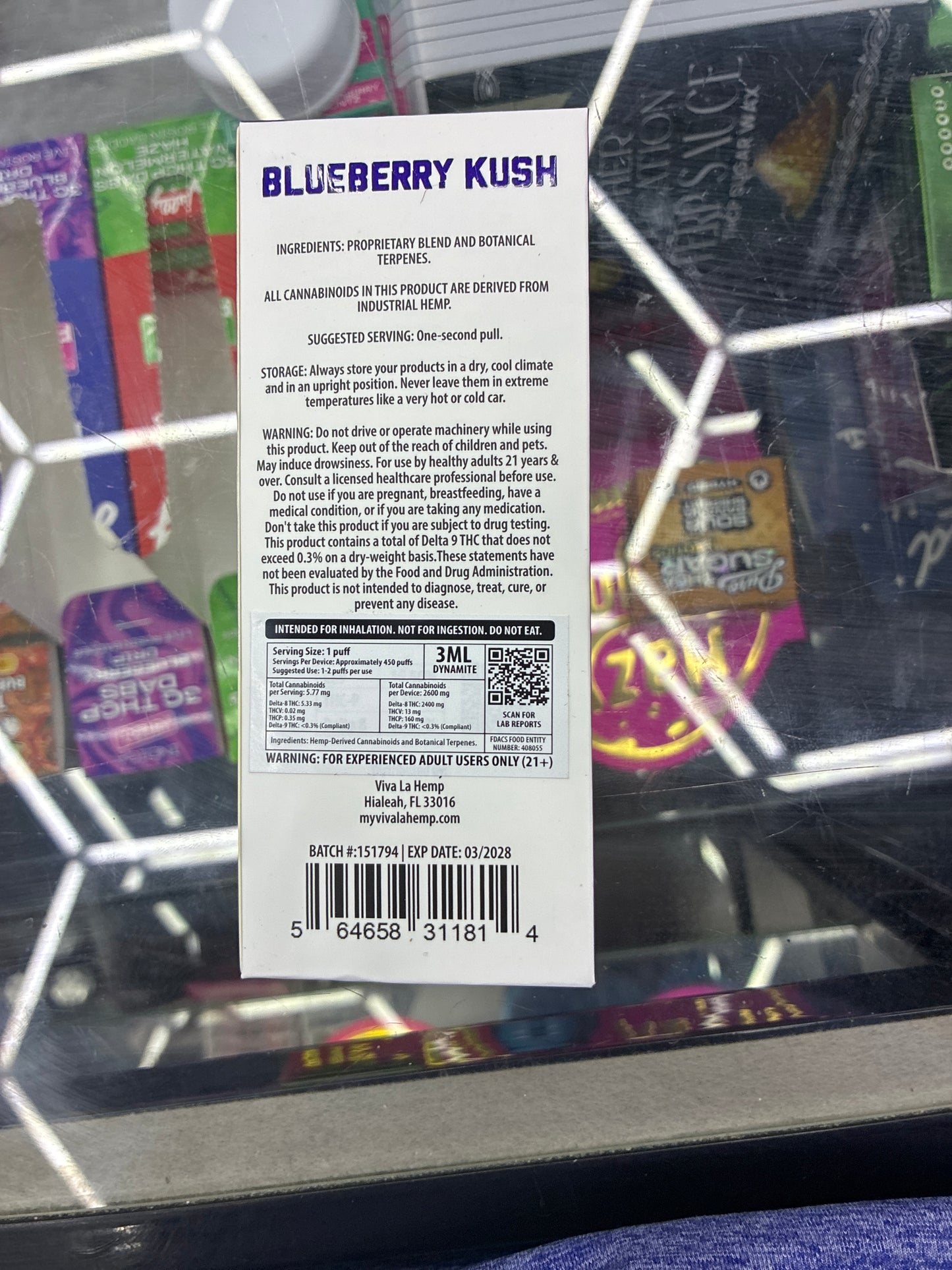 Viva la hemp dynamite blend cb9+thcp+d8 3ml indica blueberry kush