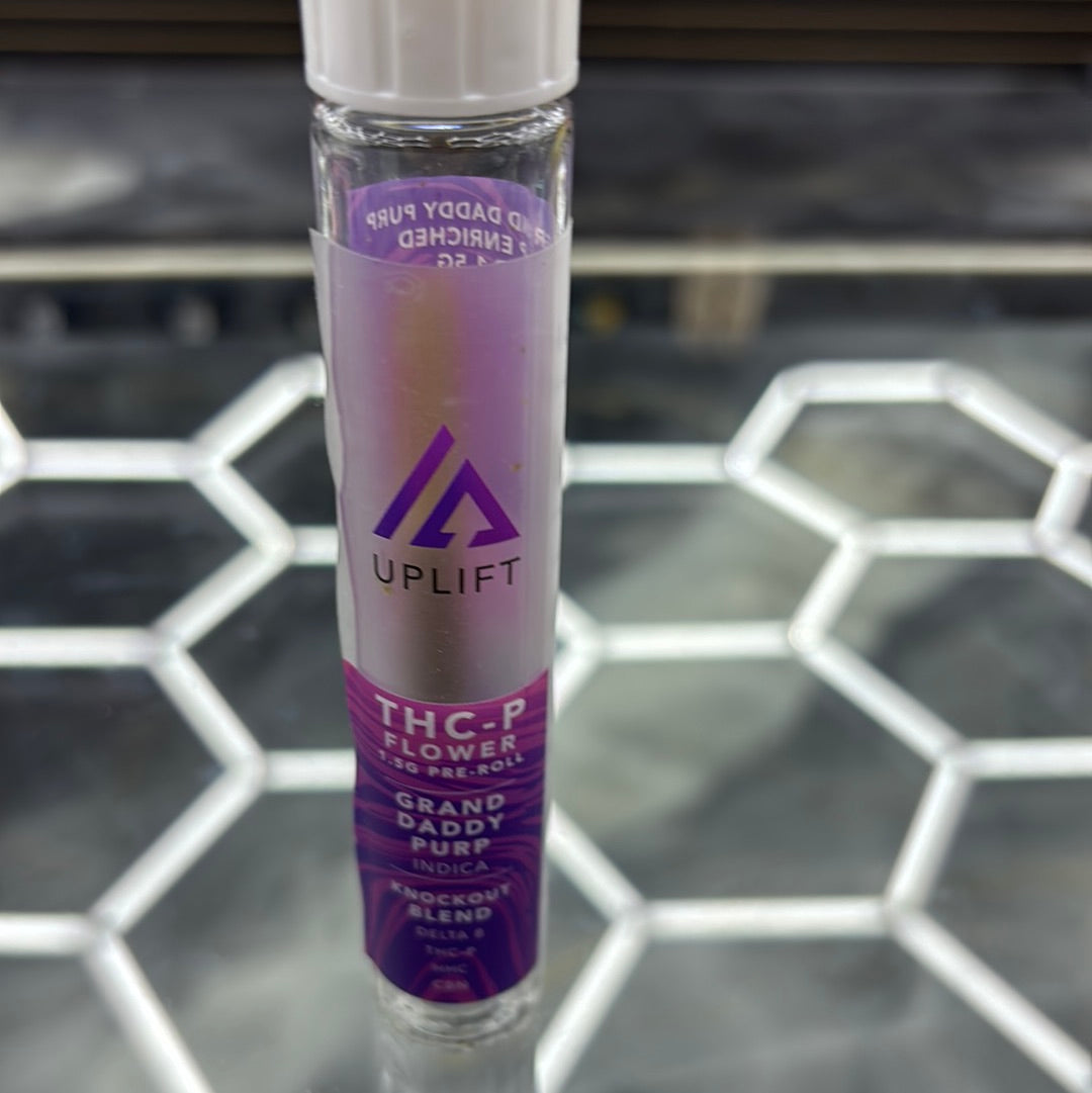 Uplift THCP, flower 1.5 G pre-roll granddaddy Purp Indica knockout blend