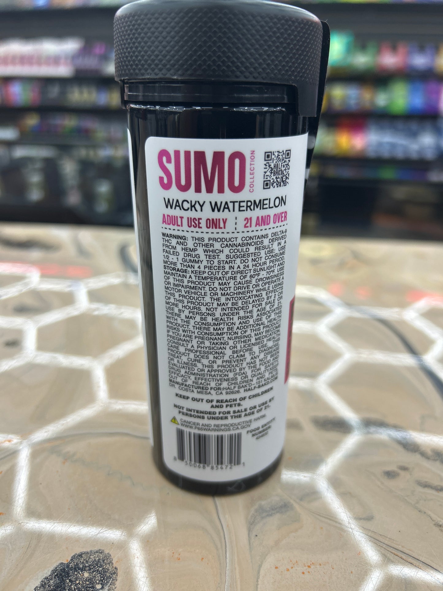 Half baked THCP sourd sumo gummy 10000mg 25ct jar wacky watermelon