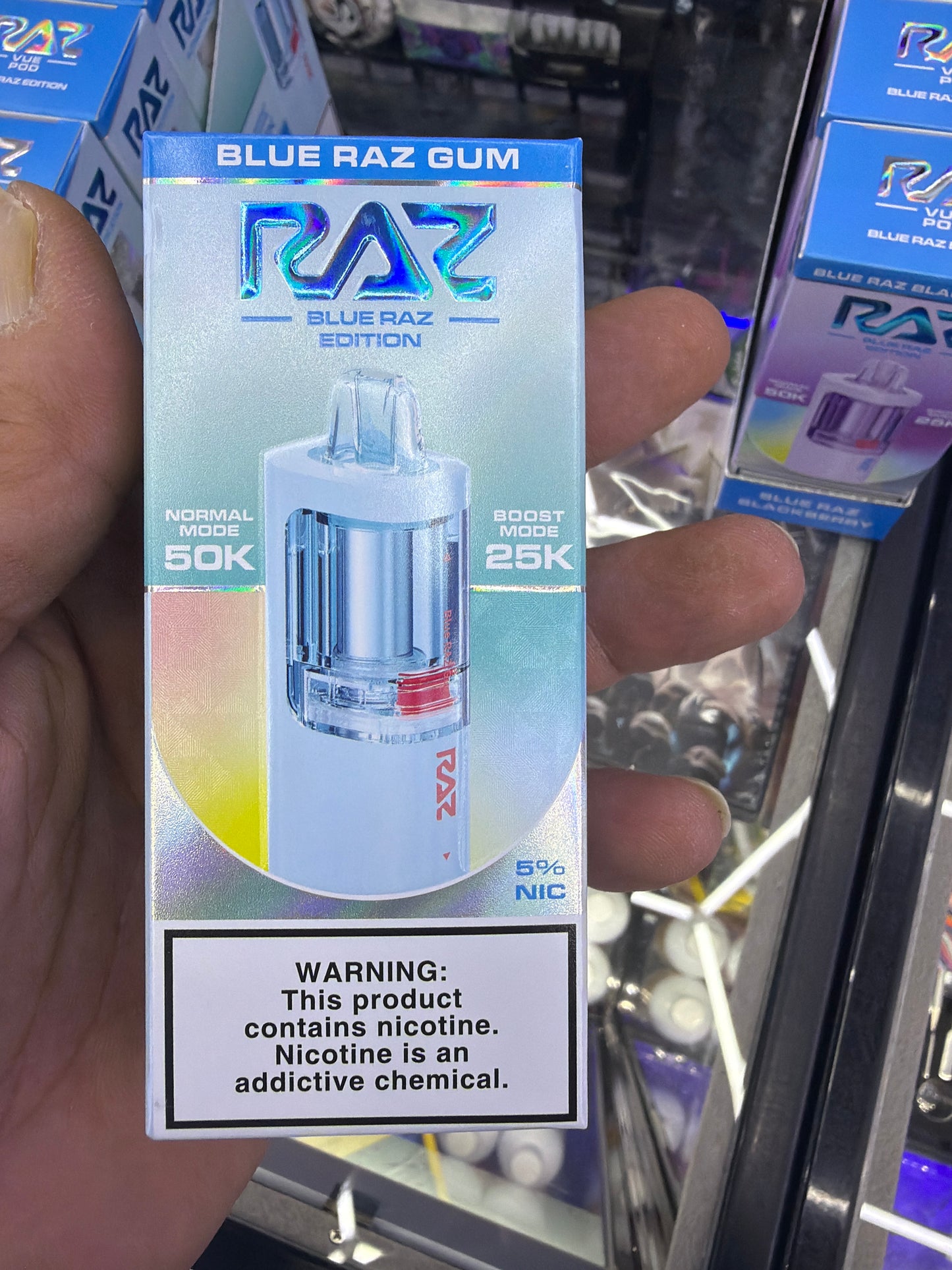 Raz 50 K pod blue razz gum
