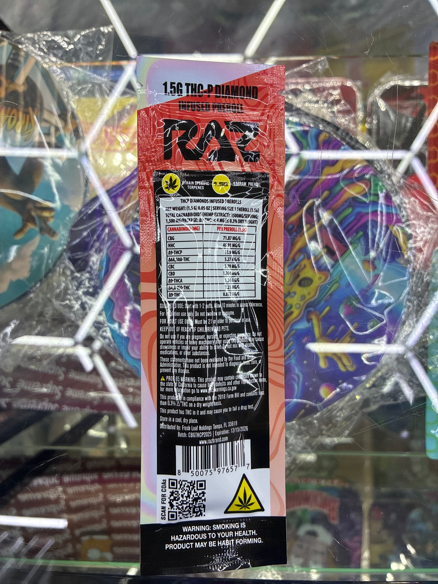 Raz 1.5g thcp diamond infused pre roll strawberry kush sativa