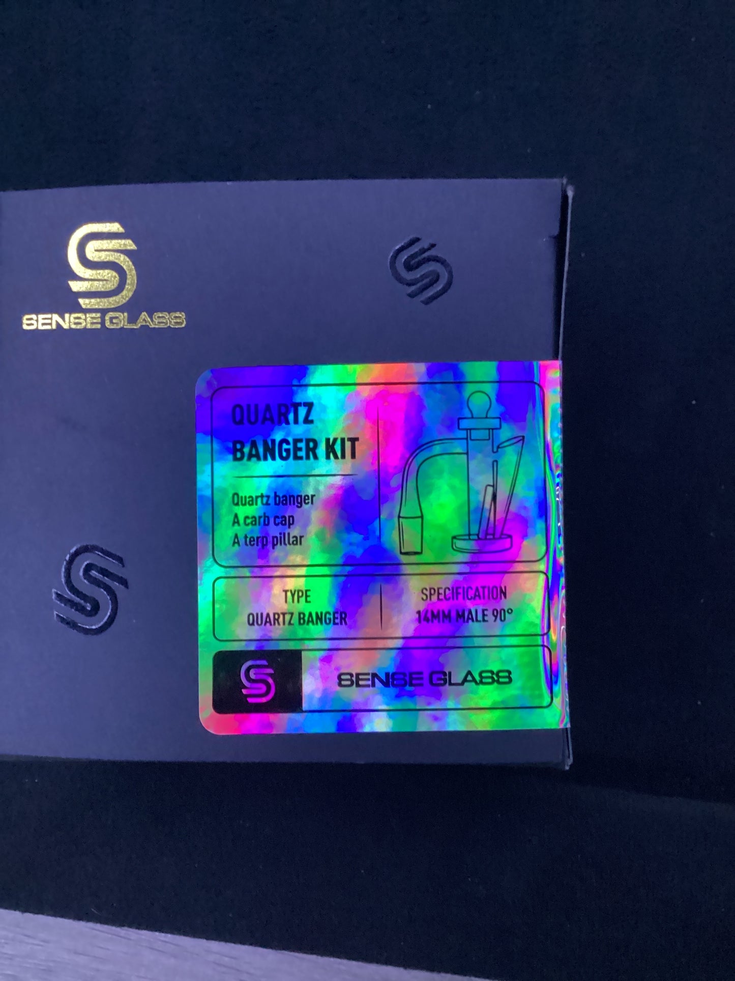 Sense glass quartz banger kit (banger, a carb cap, a terp pillar)