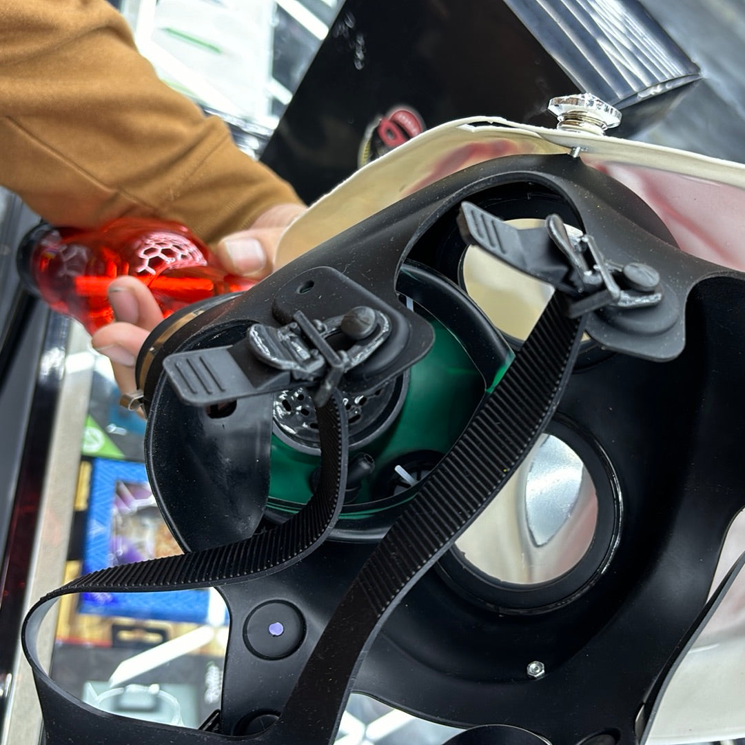 Idgaf gas mask pink, and white character face