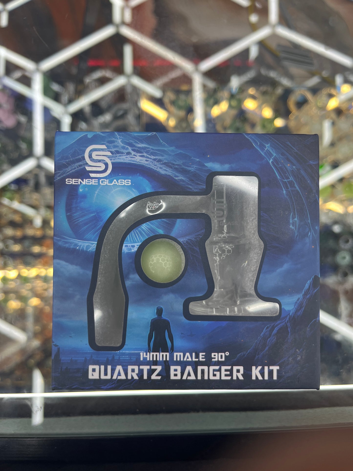 Sense glass 14mm male 90* quartz banger kit
