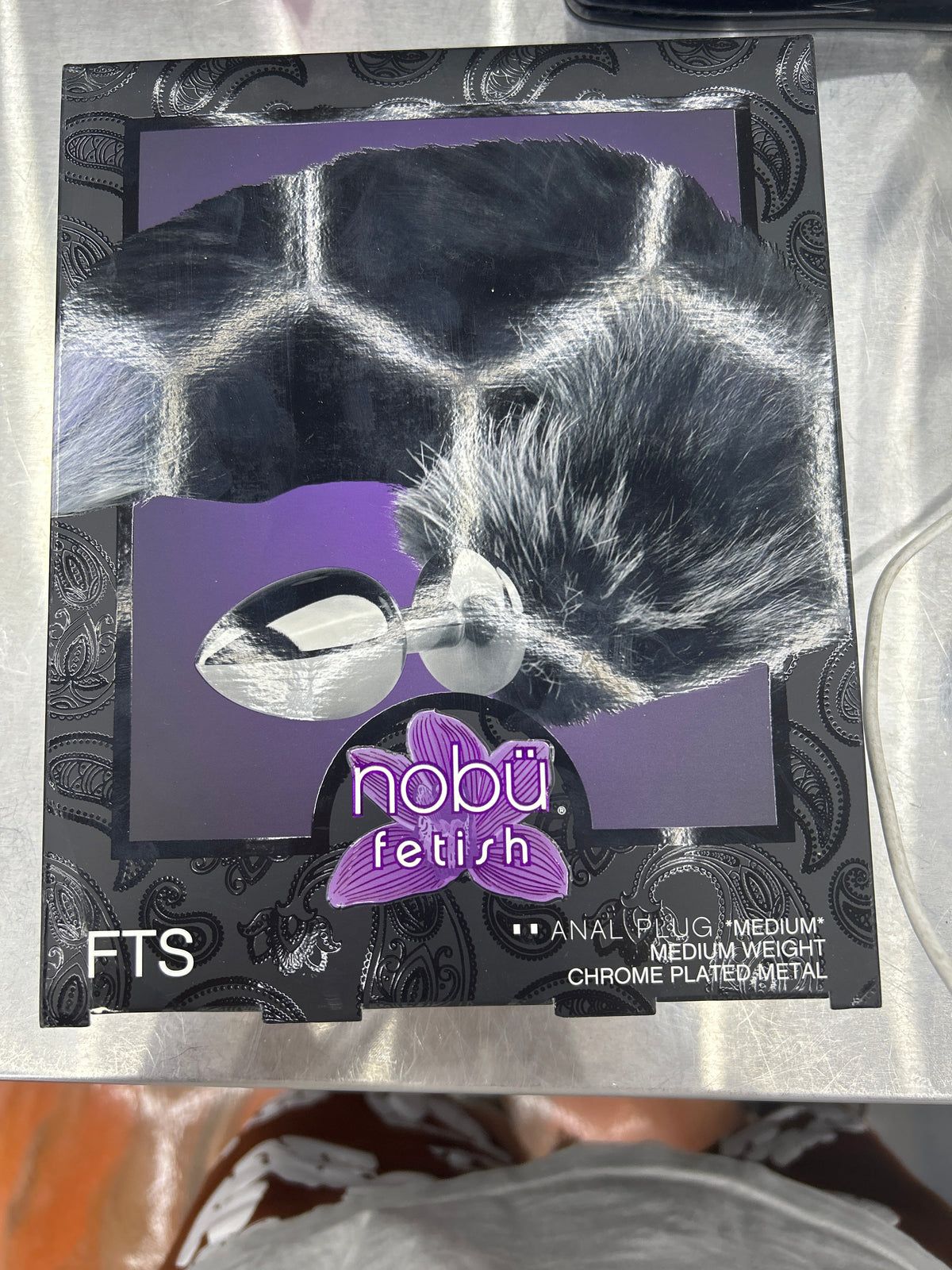 Nobü adult novelty anal plug medium chrome plated fetish plug with silver tail