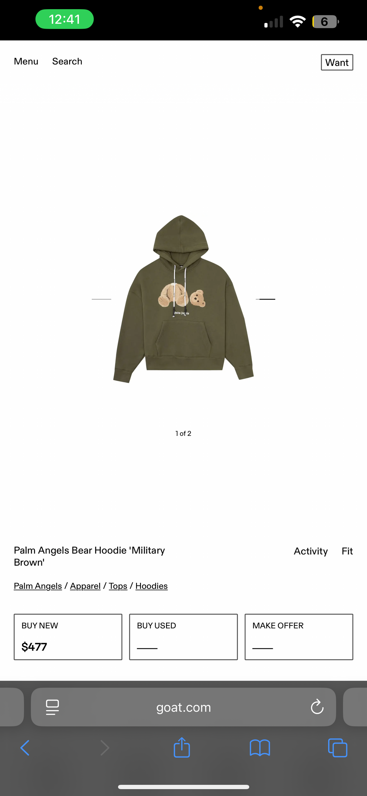 Palm Angels Bear Hoodie 'Military Brown'