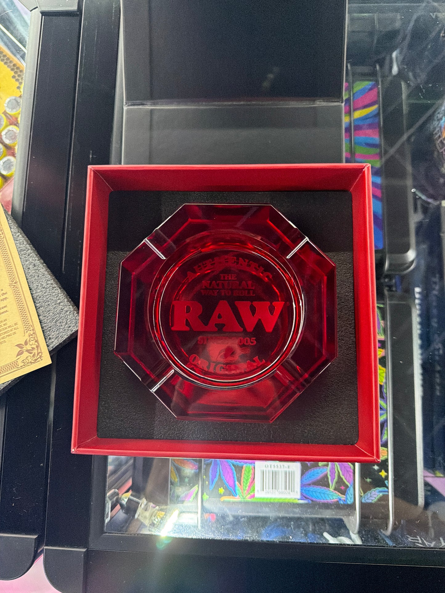 RAW RED GLASS ASHTRAY