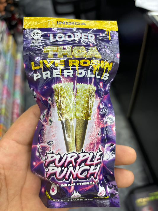 Looper thca live rosin prerolls purple punch  indica